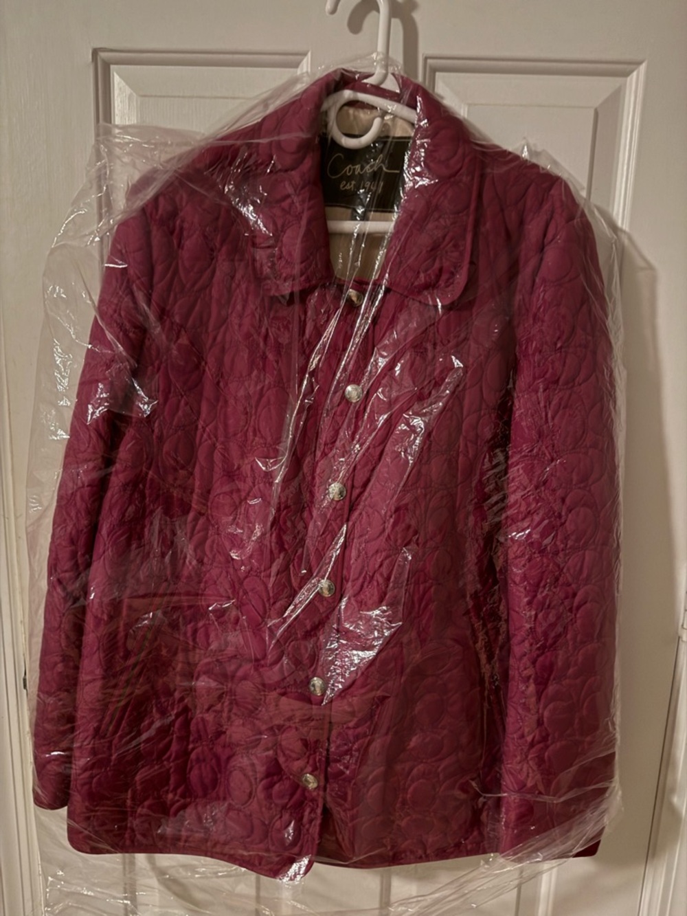 New XL Coach Quilted Puffer Jacket in Plum